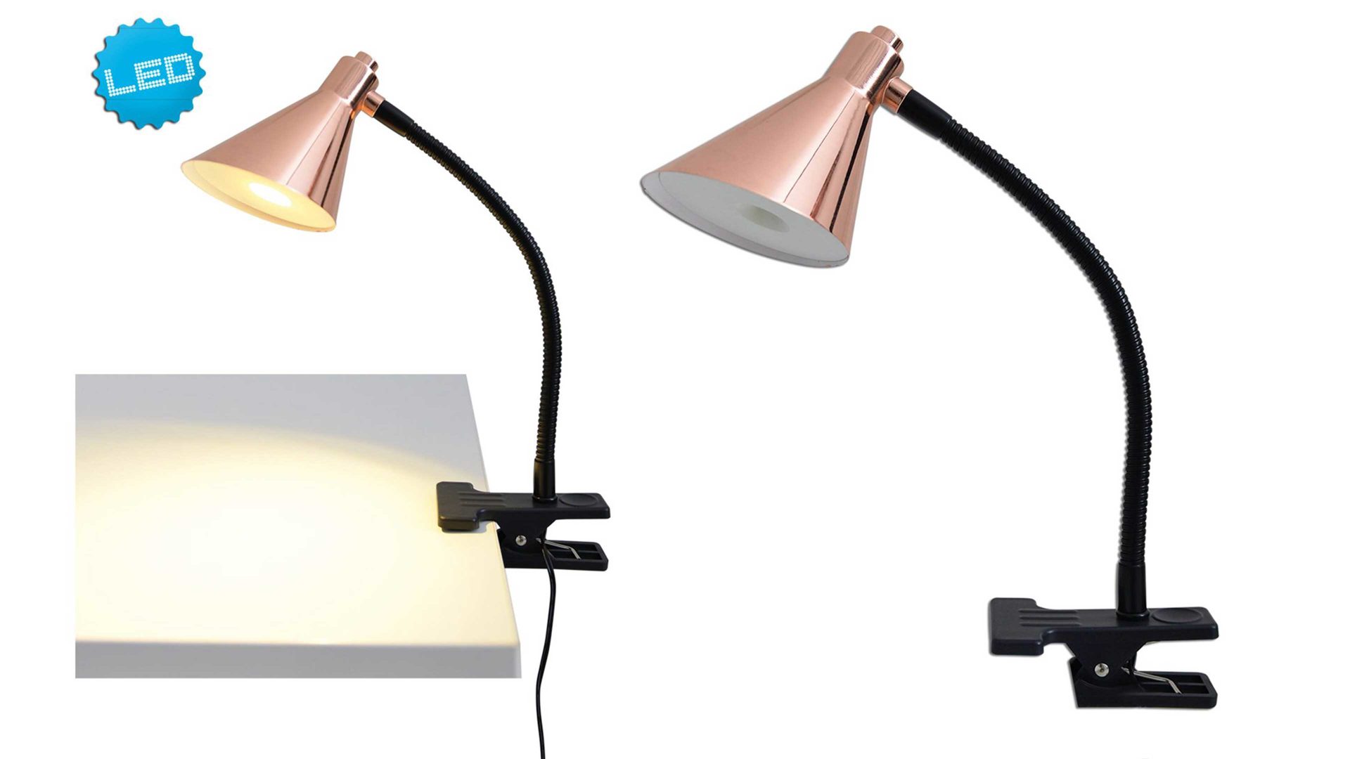 Klemmleuchte Näve aus Metall in Metallfarben näve LED-Klemm-Tischleuchte Pinhead kuperfarbenes  Metall – Höhe ca. 165 cm