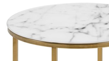 Couchtisch Actona group aus MDF in Weiß Couchtisch - Sofatisch Alisma Weiß & Gold – Durchmesser ca. 50 cm