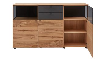 Sideboard Interliving aus Holz in Anthrazit Interliving Esszimmer Serie 5604 - Sideboard V728-0308 Anthrazit  & Eiche rustico- drei Türen, zwei Schubladen