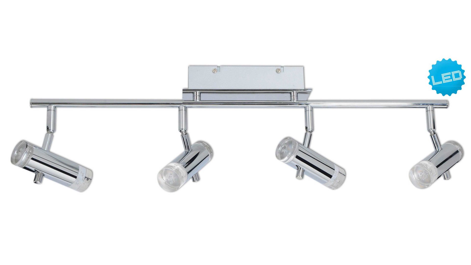 Strahler / Spot Näve aus Kunststoff in Metallfarben näve LED-Deckenspot Garda Chrom & Acryl – vier Spots
