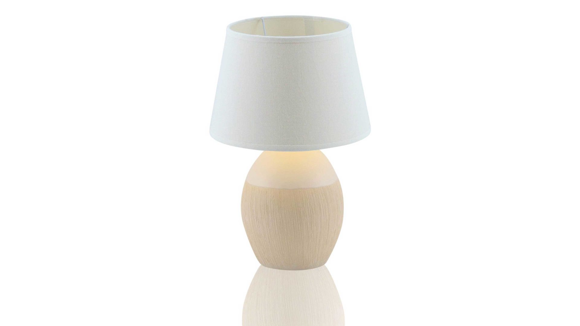 Tischleuchte Näve aus Stoff in Weiß näve Tischlampe Sullivan weißer Keramikfuß & weißer Schirm – Höhe ca. 31 cm