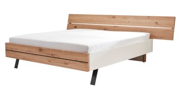 Bettgestell Interliving aus Holz in Holzfarben Interliving Schlafzimmer Serie 1019 – Bettgestell Wildeiche & weißer Mattlack –  Liegefläche ca. 160 x 200 cm