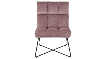 Lounge-Stuhl Actona group aus Stoff in Rosa Loungestuhl Alba pastellrosa Samt Vic 18 & schwarzes Metallgestell