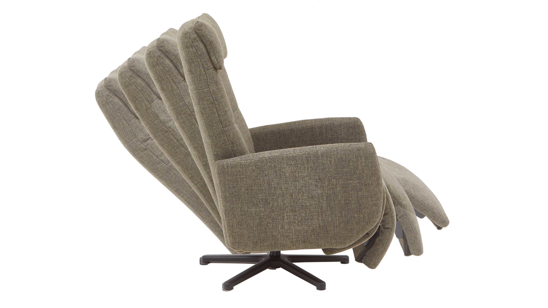 Relaxsessel KAWOO aus Stoff in Grün KAWOO Polsterprogramm New Jersey - Relaxsessel olivfarbener Bezug Riviera & schwarzer Sternfuß