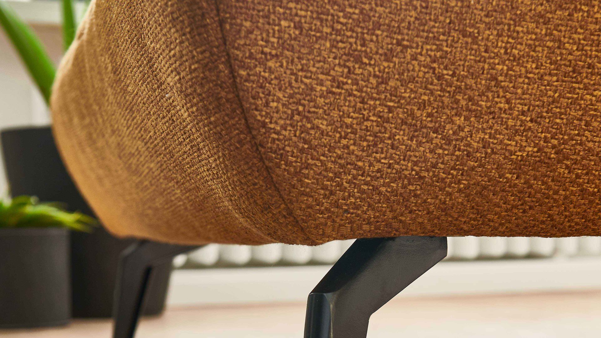 Polstersessel KAWOO aus Stoff in Gelb KAWOO Polsterprogramm New Jersey - Love-Seat senffarbenes Flachgewebe Portofino 06 - Breite ca. 139 cm