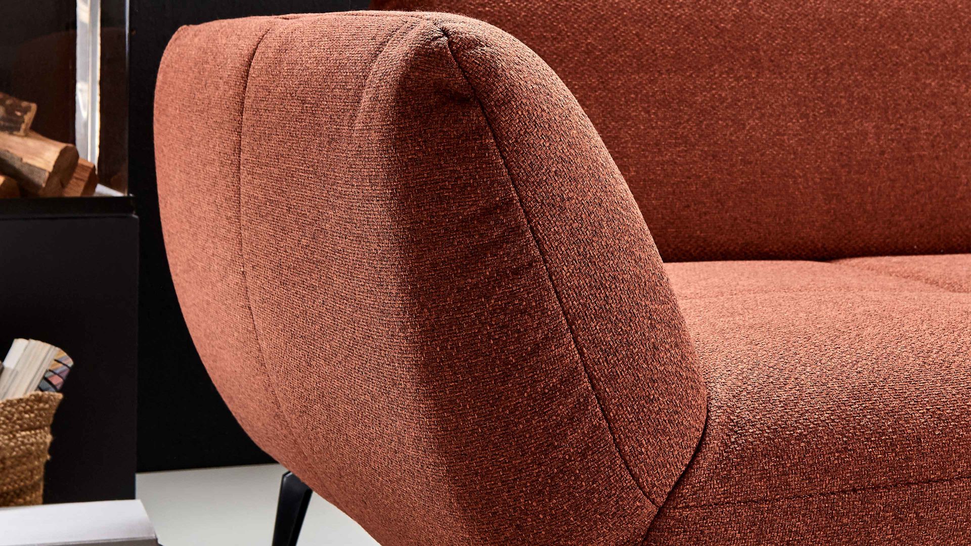 Bigsofa KAWOO aus Stoff in Orange KAWOO Polsterprogramm New Jersey - Megasofa kupferfarbener Bezug Portofino 126 - Breite ca. 260 cm