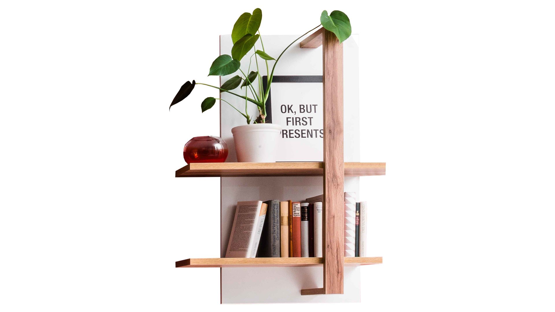 Wandregal Mca furniture aus Holz in Weiß Wohnprogramm Cali - Wandregal 52 Weiß & Wotan Eiche - ca. 65 x 96 cm