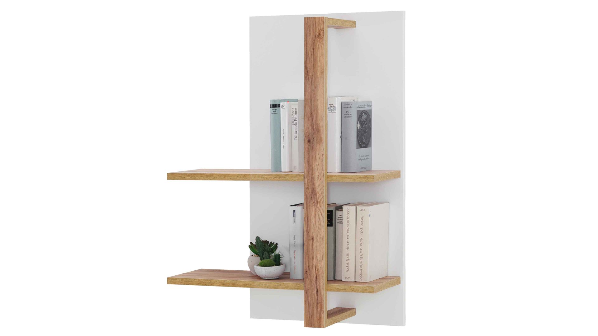 Wandregal Mca furniture aus Holz in Weiß Wohnprogramm Cali - Wandregal 52 Weiß & Wotan Eiche - ca. 65 x 96 cm