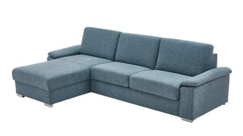 Ecksofa comfortmaster besser sitzen, liegen, leben aus Stoff in Türkis Comfortmaster Ecksofa Molto mit Faltbett-Funktion türkisfarbener Bezug 2-6846 & Chromfüße - Stellfläche ca. 306 x 176 cm