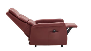 Relaxsessel OrthoSedis aus Leder in Dunkelrot OrthoSedis OS-HU1043 - Relaxsessel A8 mit Aufstehhilfe und Federkern brombeerfarbenes Leder Torro - Ergonomie L