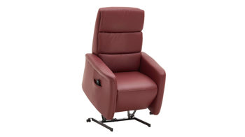 Relaxsessel OrthoSedis aus Leder in Dunkelrot OrthoSedis OS-HU1043 - Relaxsessel A8 mit Aufstehhilfe und Federkern brombeerfarbenes Leder Torro - Ergonomie L
