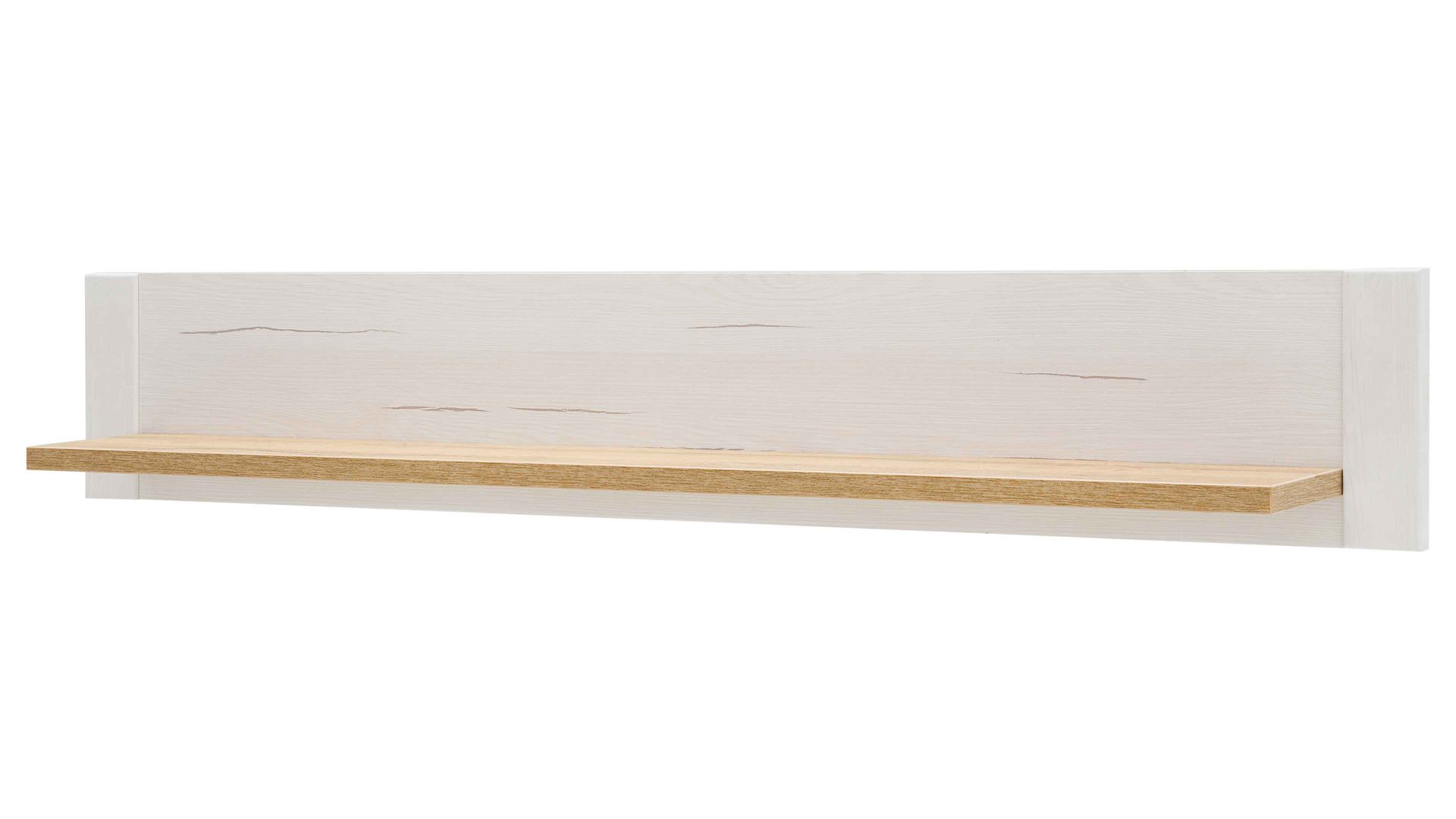 Wandregal Mca furniture aus Holz in Weiß Wohnprogramm Brixen - Wandregal 50 Pinie Aurelio & Grandson Oak - Länge ca. 150 cm