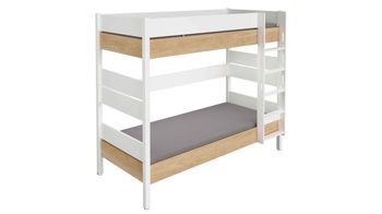 Etagenbett Paidi aus Holz in Holzfarben PAIDI Kira  – Etagenbettgestell gerade Leiter - Eiche Nebraska & Kreideweiß