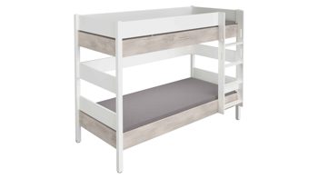 Etagenbett Paidi aus Holz in Hellgrau PAIDI Kira  – Etagenbettgestell gerade Leiter - Eiche Nautik & Kreideweiß