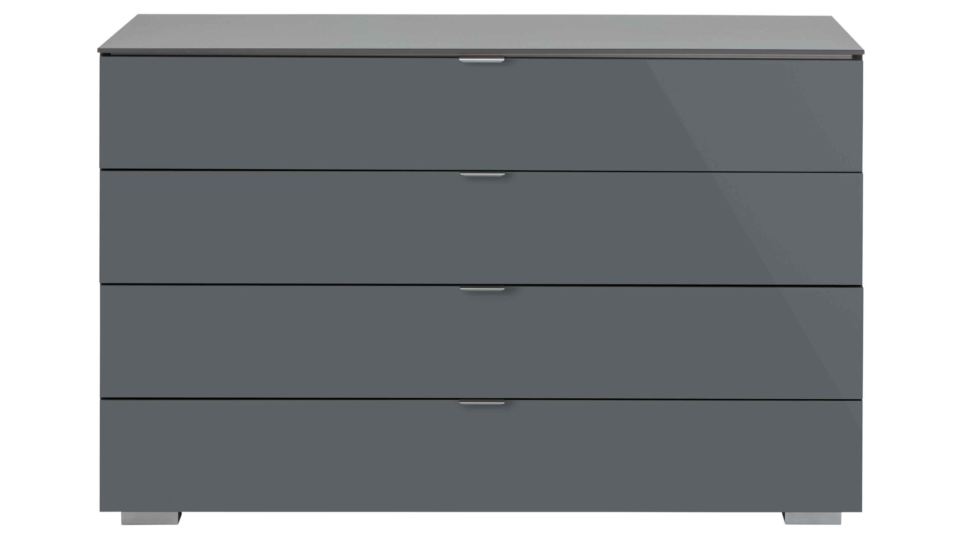 Schubladenkommode Staud aus Glas in Dunkelgrau STAUD Schubladenkommode Ancona Vulkan & Aluminium - vier Schubladen, Breite ca. 120 cm