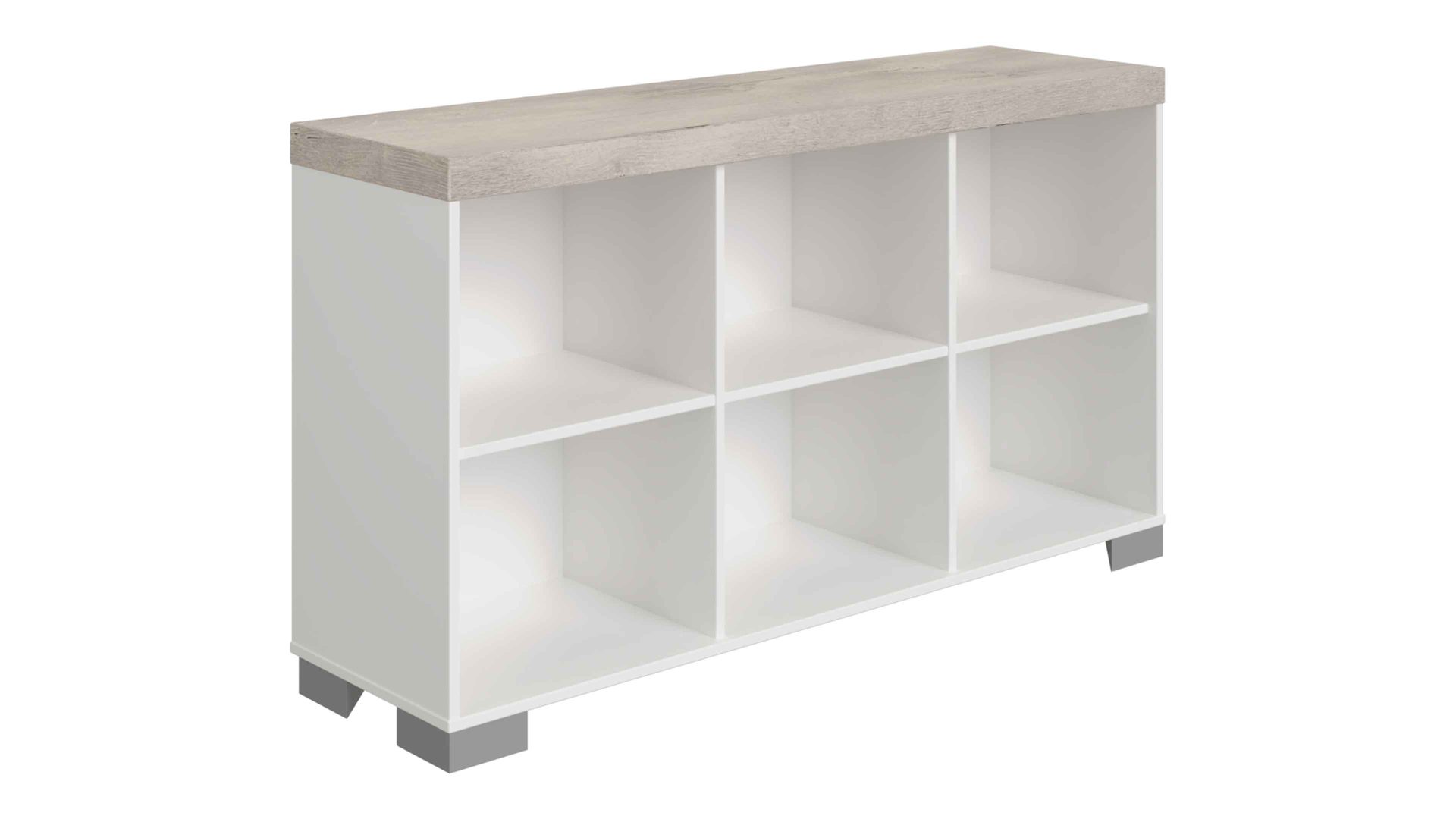 Sideboard Paidi aus Holz in Hellgrau PAIDI Kira  – Sideboard Eiche Nautik & Kreideweiß - sechs Fächer