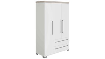 Kleiderschrank Paidi aus Holz in Hellgrau PAIDI Kira  – Kleiderschrank Eiche Nautik & Kreideweiß - drei Türen, zwei Schubladen, Breite ca. 135 cm