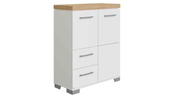 Highboard Paidi aus Holz in Holzfarben PAIDI Kira – Highboard Eiche Nebraska & Kreideweiß - zwei Türen, zwei Schubladen, Breite ca. 91 cm