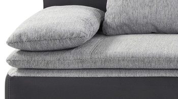 Schlafsofa Job aus Stoff in Schwarz Schlafsofa Duett als Polstermöbel mit Schlaffunktion schwarzes Kunstleder 440.16 & hellgrauer Webstoff 543.09