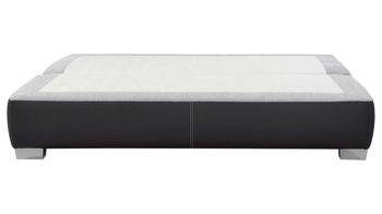 Schlafsofa Job aus Stoff in Schwarz Schlafsofa Duett als Polstermöbel mit Schlaffunktion schwarzes Kunstleder 440.16 & hellgrauer Webstoff 543.09