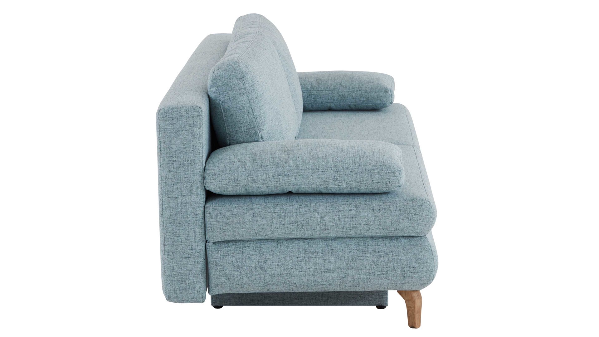 Schlafsofa Restyl aus Stoff in Hellblau Schlafsofa Rob eisblauer Bezug 55-6451 & Eichenholzfüße