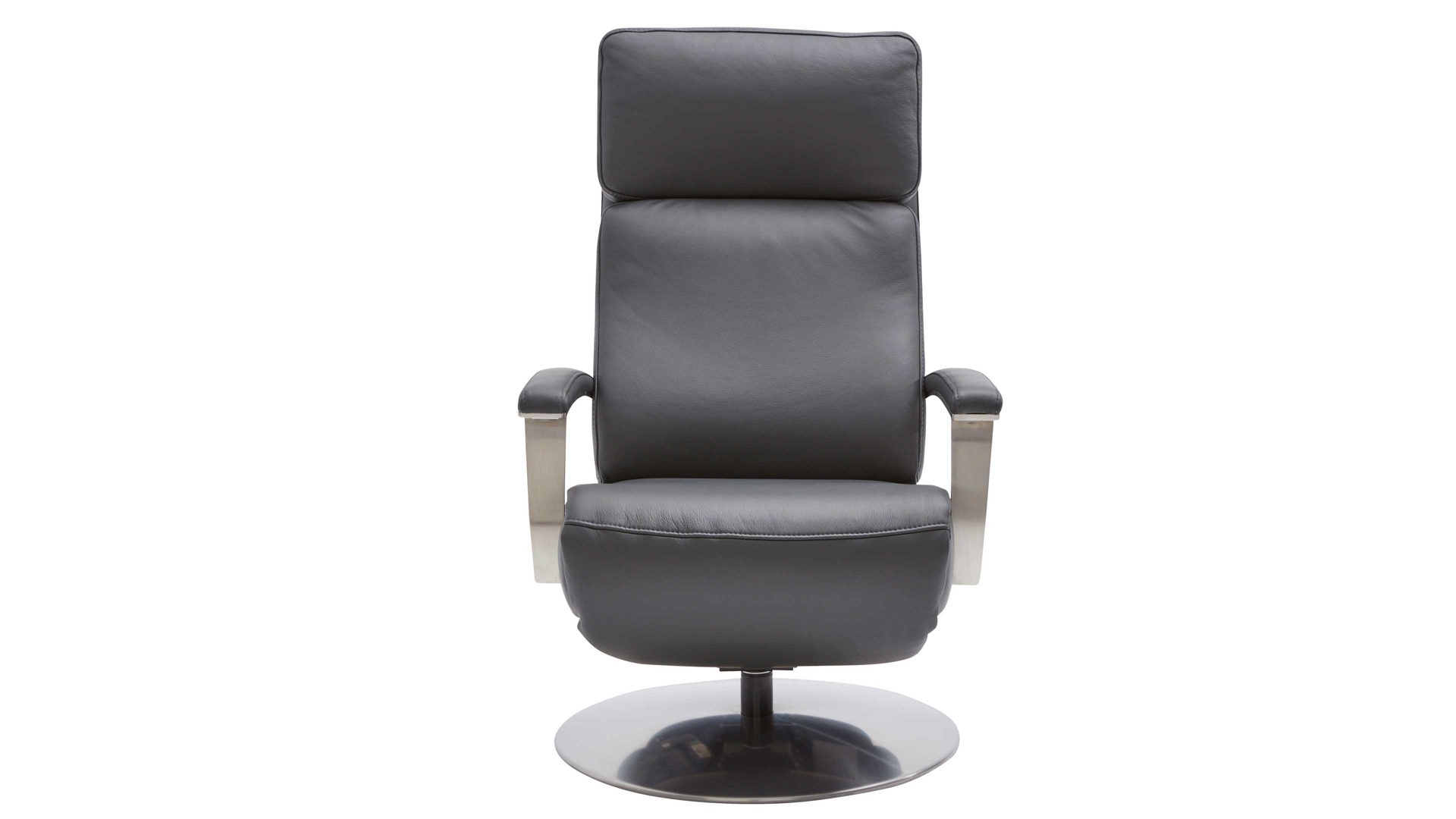Relaxsessel Interliving aus Leder in Anthrazit Interliving Sofa Serie 4541 – Relaxsessel C manuell - anthrazitfarbenes Leder Credo & Tellerfuß V6