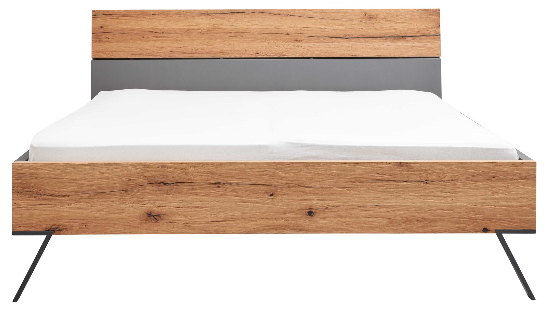 Bettgestell Interliving aus Holz in Dunkelgrau Interliving Schlafzimmer Serie 1025 – Bettgestell 530331 Liegefläche ca. 160 x 200 cm - Graphit & Balkeneiche gehackt