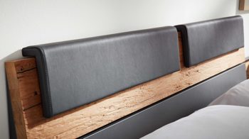 Kopfstütze Interliving aus Stoff in Dunkelgrau Interliving Schlafzimmer Serie 1025 – Kopfteilpolster-Set 530448 Länge ca. 72 cm - graphitfarbenes Kunstleder