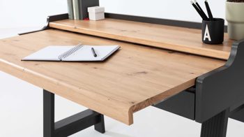 Sekretär Innostyle aus Holz in Dunkelgrau Sekretär Jasmin Graphit & Artisan Eiche