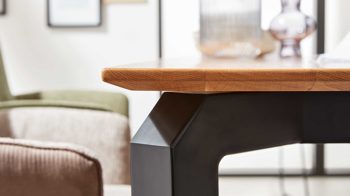 Auszugtisch Interliving aus Holz in Holzfarben Interliving Esszimmer Serie 5111 – Auszugtisch 6813-79 Charakter-Eiche & schwarzes Eisen – ca. 200-280 x 100 cm