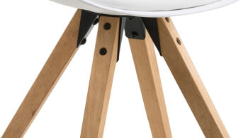 Vierfußstuhl Actona group aus Stoff in Weiß Stuhl im Retro-Look als perfekter Esszimmerstuhl Rubberwood & Weiß