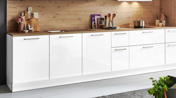 Einbauküche Nolte® küchen aus Holz in Weiß nolte® Einbauküche Lux mit Constructa Einbaugeräten Arcticweiß & Wildeiche rustikal - Länge ca. 470 cm