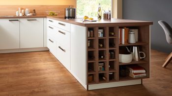 Einbauküche Nolte® küchen aus Holz in Weiß nolte® Einbauküche Manhattan mit Einbaugeräten Weiß & Steineiche - Stellfläche ca. 275 x 291 cm