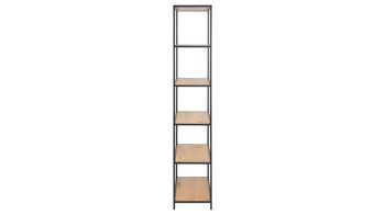 Regal Actona group aus Holz in Holzfarben Regal Seaford im Industrielook als Wohnzimmermöbel Wildeiche & Schwarz – fünf Fächer, ca. 77 x 185 cm