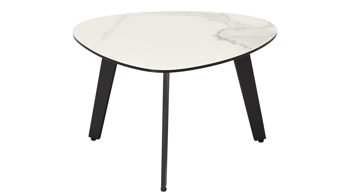 Beistelltisch Akante aus Keramik in Weiß AKANTE Beistelltisch Galet Marmor & Schwarz - ca. 45 x 55 cm