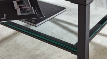 Couchtisch Interliving aus Keramik in Dunkelgrau Interliving Couchtisch Serie 6210 - Couchtisch titanfarbene Keramik & schwarzer Stahl - ca. 120 x 70 cm