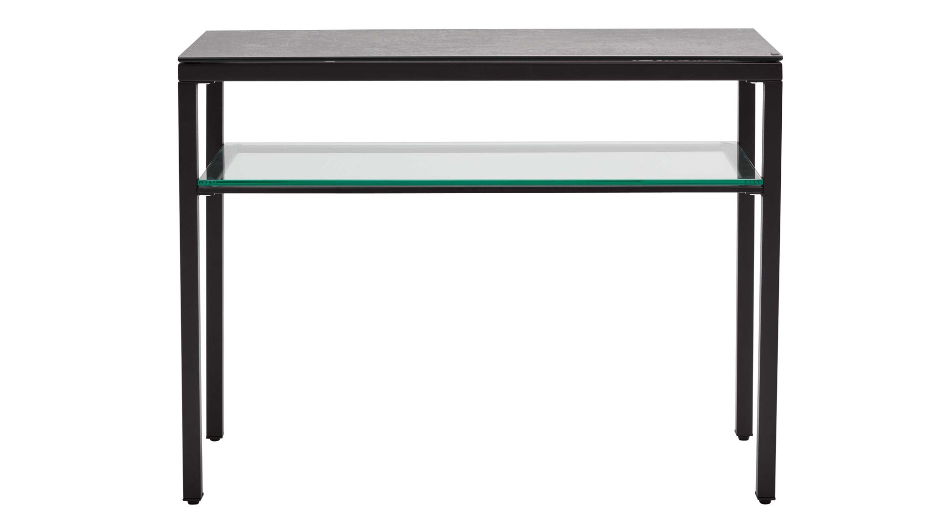 Konsoltisch Interliving aus Keramik in Grau Interliving Couchtisch Serie 6210 - Konsoltisch zementgrau Keramik & schwarzer Stahl - ca. 100 x 38 cm