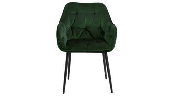 Vierfußstuhl Actona group aus Stoff in Dunkelgrün Armlehnstuhl Brooke waldgrüner Samt Vic 68AC & schwarzes Metall