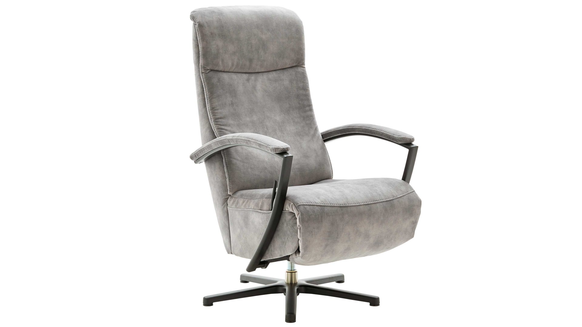 Relaxsessel modulmaster aus Stoff in Hellgrau Modulmaster MM-ZE1062 - Relaxsessel 1DRF silberfarbener Velours Amira & Sternfuß V1S