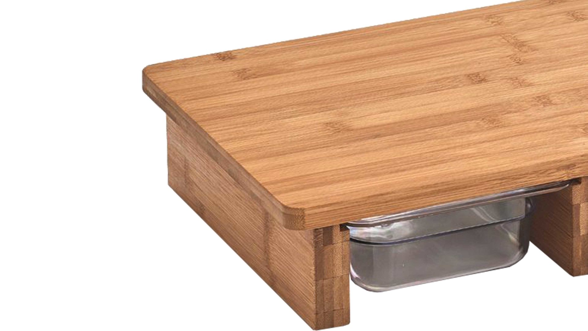 Schneidbrett Zeller present aus Holz in Holzfarben Schneidbrett mit zwei Auffangschalen Gummibaum & Kunststoff - ca. 41 x 27 cm