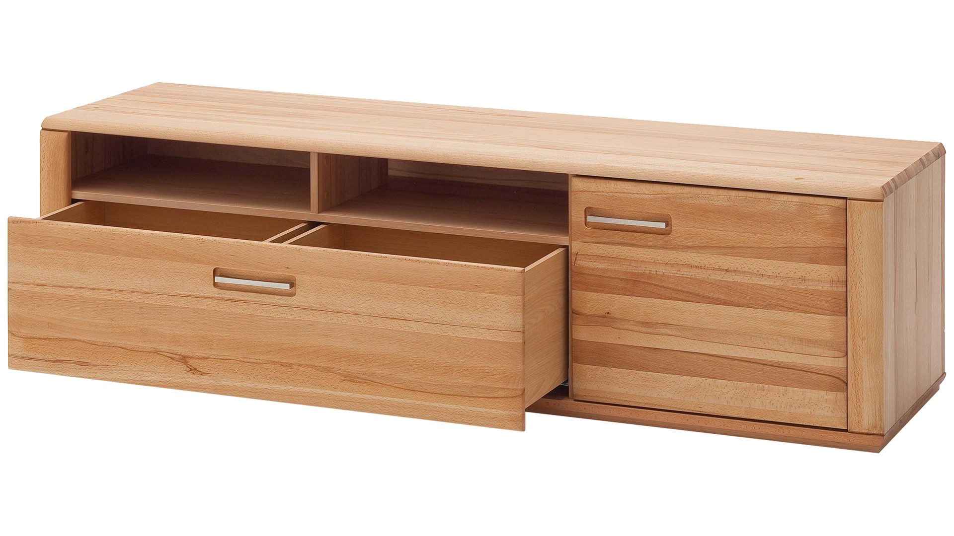 Medienmöbel Mca furniture aus Holz in Holzfarben Wohnprogramm Sena - TV-Element bzw. TV-Möbel geölte Kernbuche – eine Tür, eine Schublade, zwei offene Fächer
