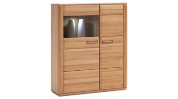 Highboard Mca furniture aus Holz in Holzfarben Wohnprogramm Sena - Highboard bzw. Wohnzimmerschrank geölte Kernbuche – zwei Türen