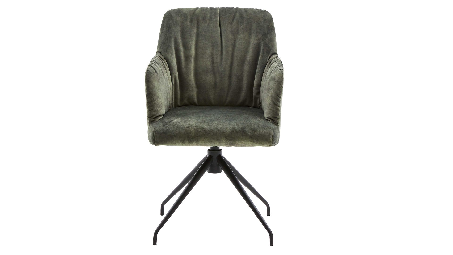 Polsterstuhl Interliving aus Stoff in Grün Interliving Esszimmer Serie 5110 - Armlehnstuhl C1212 grüner Bezug Genova & schwarzer Spinnenfuß