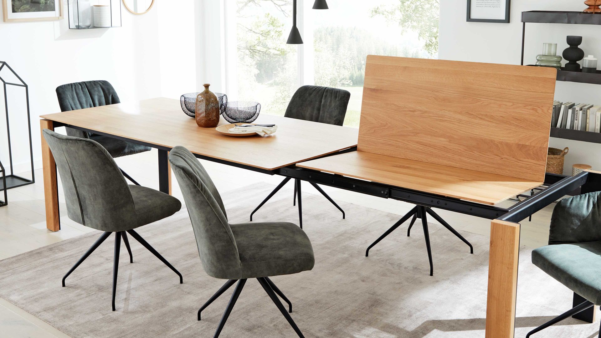 Auszugtisch Interliving aus Holz in Holzfarben Interliving Esszimmer Serie 5110 - Auszugtisch Eiche natur - ca. 180 - 280 x 90 cm