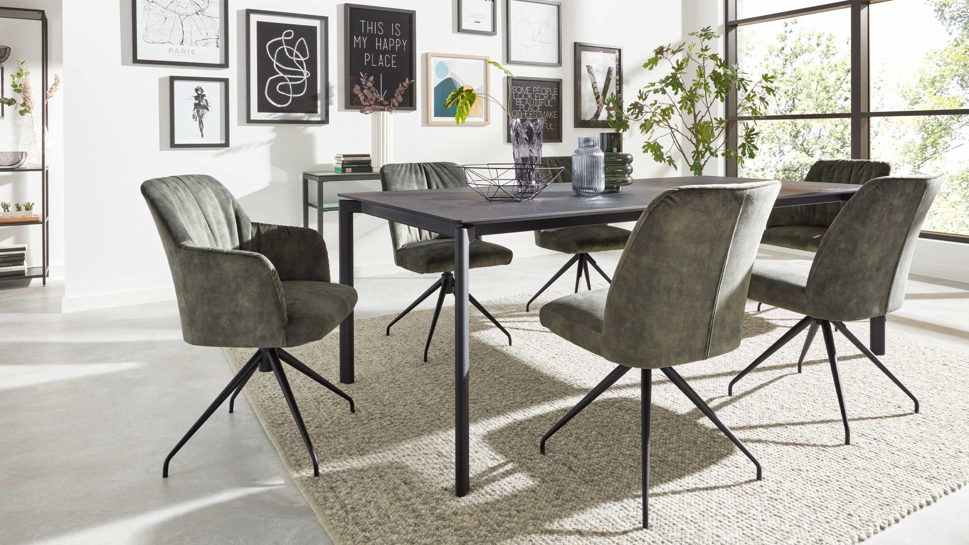 Esstisch Interliving aus Holz in Schwarz Interliving Esszimmer Serie 5110 - Esstisch T0200 mattschwarzes Eichefurnier - ca. 160 x 90 cm