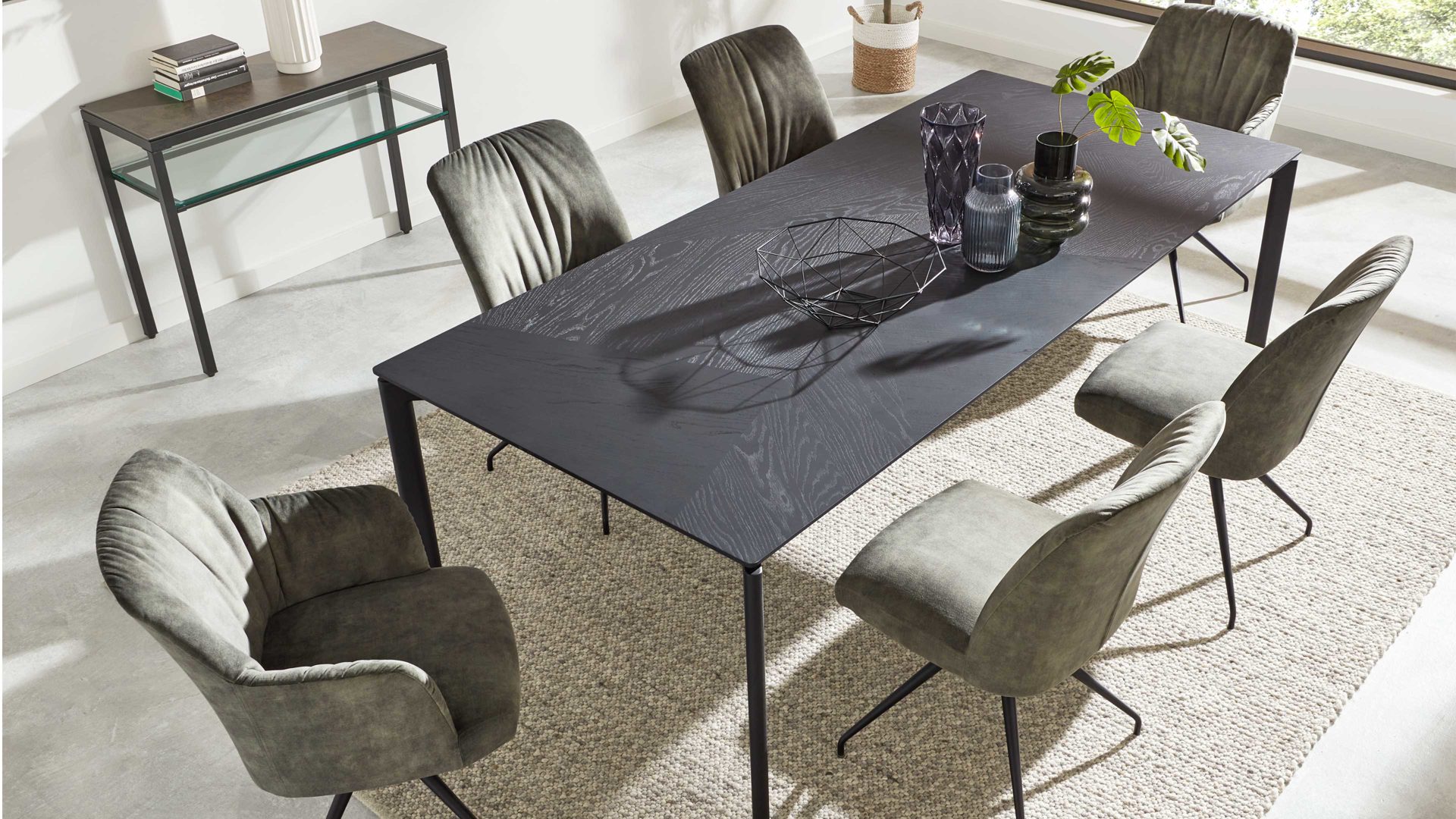 Esstisch Interliving aus Holz in Schwarz Interliving Esszimmer Serie 5110 - Esstisch T0200 mattschwarzes Eichefurnier - ca. 220 x 100 cm