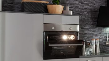 Einbauküche Express küchen aus Holz in Hellgrau EXPRESS KÜCHEN Einbauküche Star mit IGNIS-Geräten Hellgrau & Anthrazit - Länge ca. 375 cm