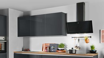 Einbauküche Express küchen aus Holz in Anthrazit EXPRESS KÜCHEN Einbauküche Star mit IGNIS-Geräten Anthrazit & Buche astig - zweizeilig