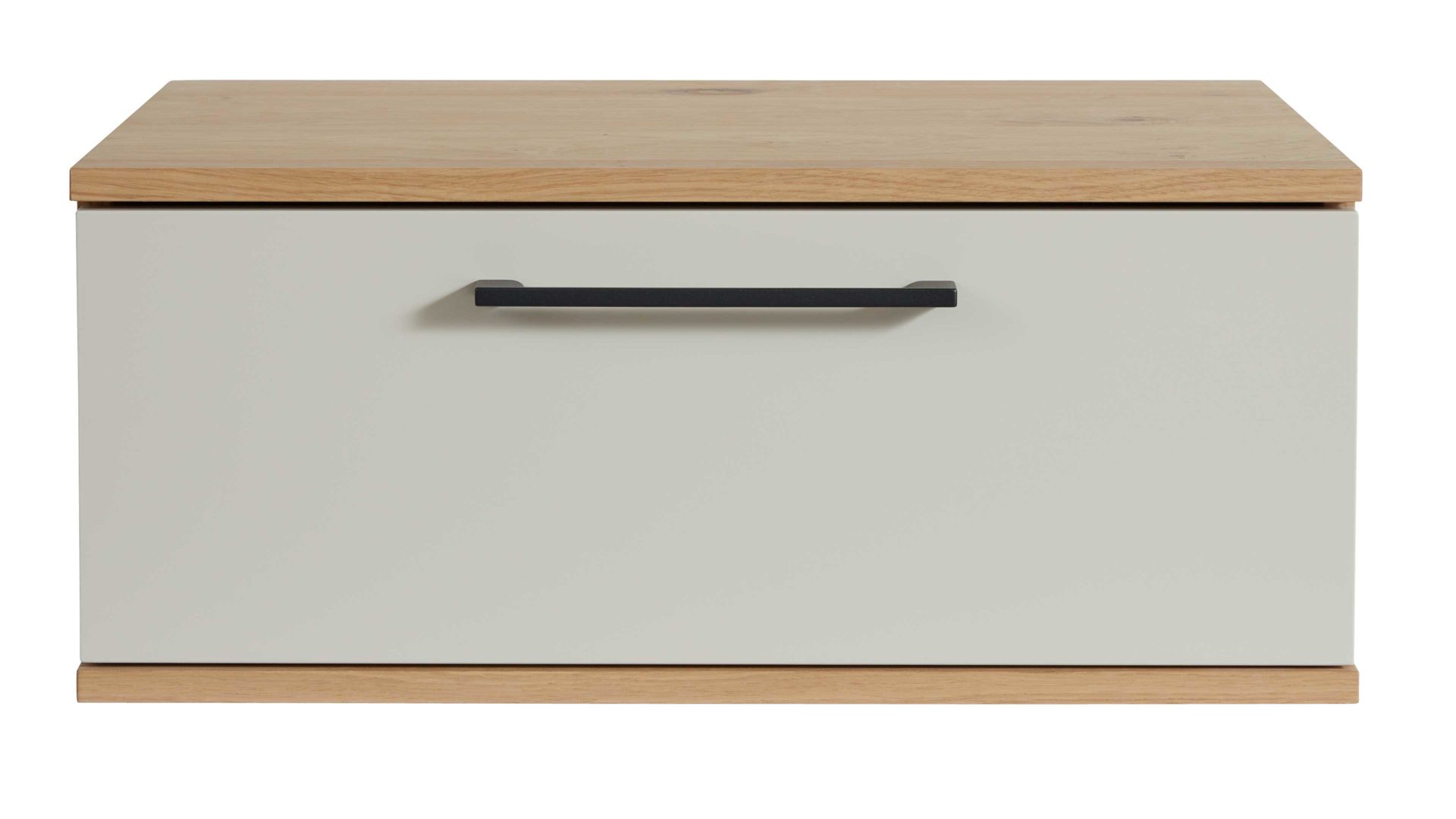 Nachtkommode Interliving aus Holz in Beige Interliving Schlafzimmer Serie 1024 – Nachtkonsole 21001 eine Schublade, Sand & Balkeneiche - Breite ca. 46 cm