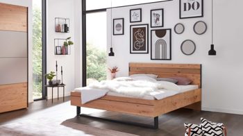 Bettgestell Interliving aus Holz in Holzfarben Interliving Schlafzimmer Serie 1024 – Bettgestell 85238 Kufengestell, Liegefläche ca. 160 x 200 cm - Balkeneiche